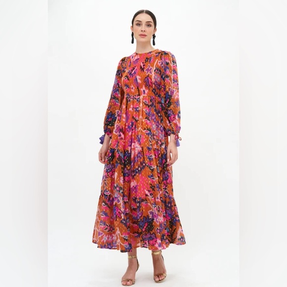Oliphant SMOCKED TOP MAXI BUKHARA TOFFEE Dress Metallic - Picture 1 of 7
